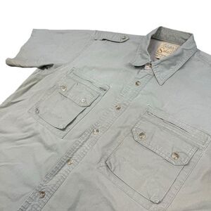 Cabelas Safari Shirt‎ Men's Large Tall Utility Outdoor Workwear Heavy Epaulet